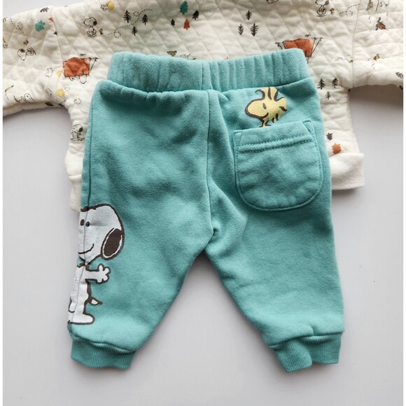 Peanuts 0-3mo Hoodie with Ears & Sweatpants Set, Snoopy & Woodstock, Camping - Picture 8 of 9